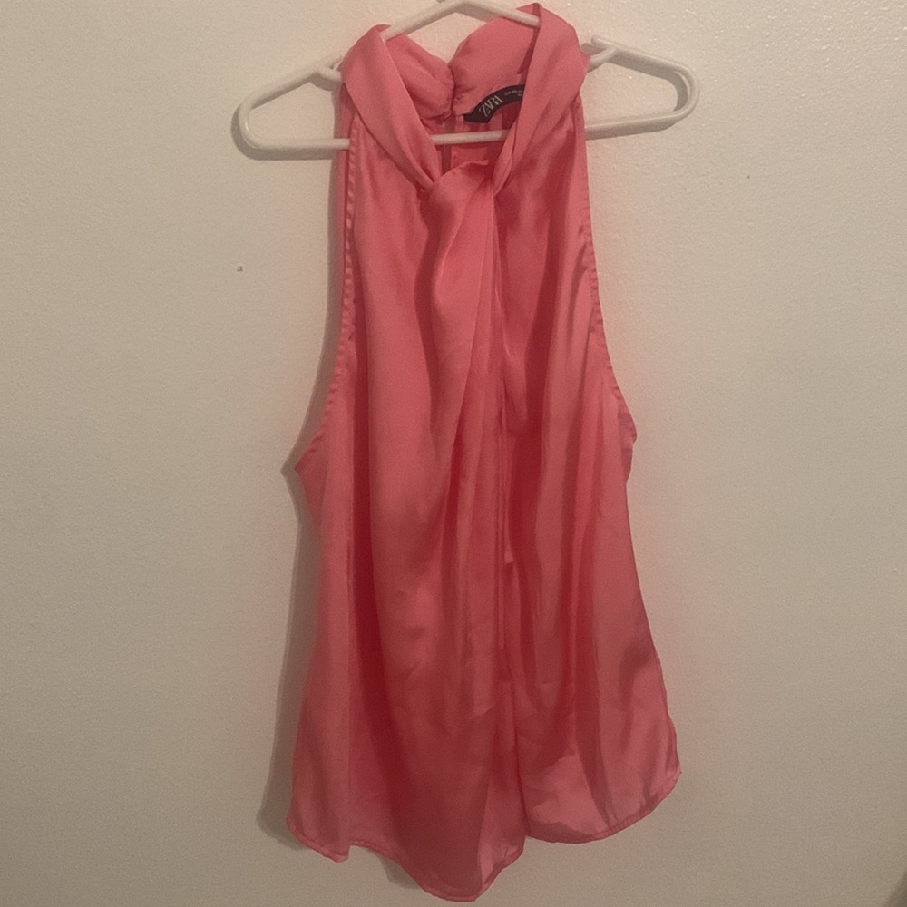 Satin pink Zara halter top